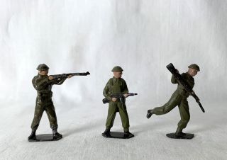3 Vintage British World War 1 Ww1 Crescent Toys Britains Era Toy Soldiers