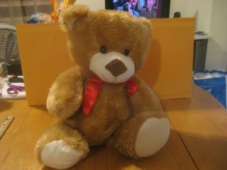 Dan Dee Collectors Choice Soft 14 " Plush Tan " Bear With Red Bowtie