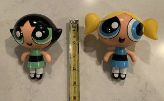Power Puff Girls Bubbles & Buttercup Plastic - 4 - 5 " Tall 2000 Vintage Sounds