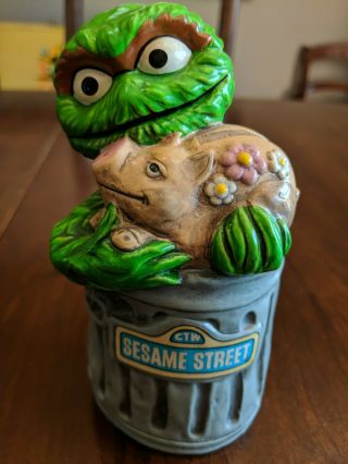 Vintage Gorham Muppets Sesame Street Oscar The Grouch Piggy Bank W/ Label 1978