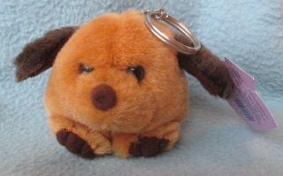 Puffkins Dog 2.  5 " Plush Doll Keychain W/ Tag