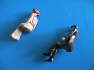 Man Bolo Hat Sitting With Red Hair Lady In Gown Lead Toy Figure G25