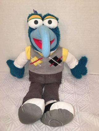Vguc - 17” Disney Store Preppy Gonzo Muppets Plush Argyle Sweater Stuffed Animal