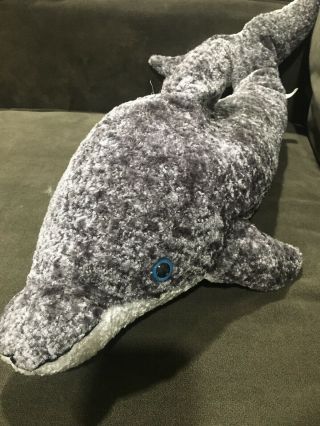Six Flags Gray Dolphin Plush Stuffed Toy 24 " Long Souvenir Collectible