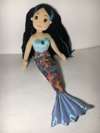 Aurora Plush Mermaid Morgana 18” Doll Black Hair Blue Tail