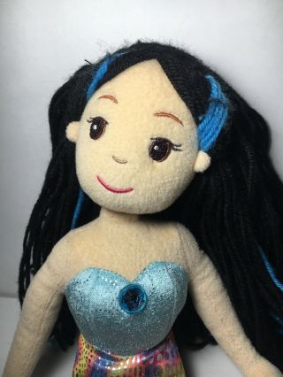 Aurora Plush Mermaid Morgana 18” Doll Black Hair Blue Tail 2