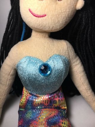 Aurora Plush Mermaid Morgana 18” Doll Black Hair Blue Tail 3