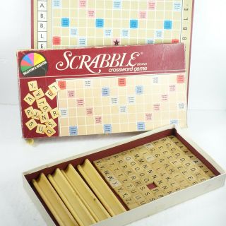 Vintage Scrabble Board Game 1976 Selchow & Righter Wood Tiles