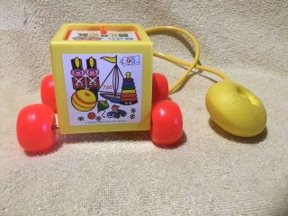Vintage 1970 760 Fisher Price Peek - a - Boo Block Pull Toy 2