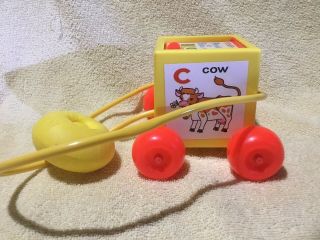 Vintage 1970 760 Fisher Price Peek - a - Boo Block Pull Toy 3