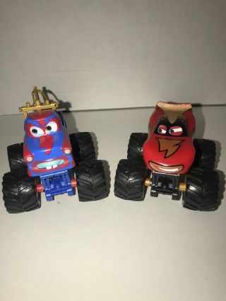 2 Disney Pixar Cars Monster Truck Screamer Mcqueen And Tormentor