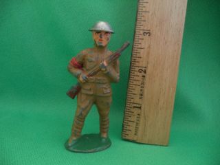 Vintage Manoil Barclay Lead Soldier Marching With Rifle In Both Hands