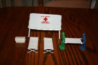 Mpc Army Battlefront White Hospital Tent,  Cots,  Medics,  Stretcher - Marx,  Timmee