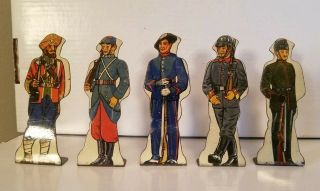 5 Infantry Soldiers W/ Rifle Marx Tin Lithograph Targets German Italian French
