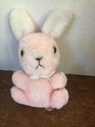 True Vintage R.  Dakin 1978 Plush Pink Bunny Rabbit Stuffed Animal Toy