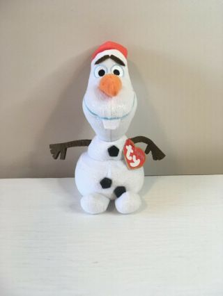 Ty Disney Sparkle Frozen Olaf 7 " Plush Stuffed Animal Toy Beanie Babies