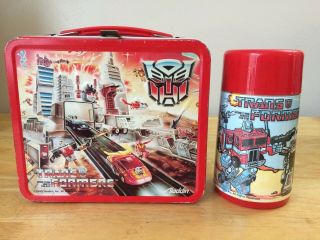 Vintage Transformers Metal Lunchbox With Thermos Aladdin 1986 Hasbro G1