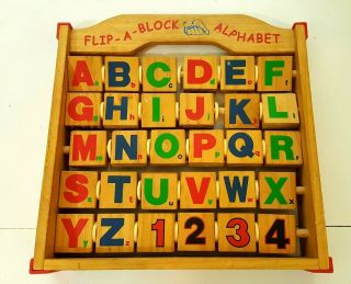 Flip A Block Alphabet Blocks Wooden Abacus Abcs 1234 Educational Learning Toy