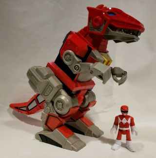 Power Rangers Imaginext Mighty Morphin Red Ranger And T - Rex Zord Dinosaur
