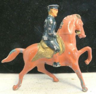 Vintage Barclay Lead Toy Soldier Officer On Horse Intermediate Size B - 003