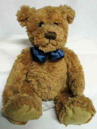 Dakin Applause Teddy Bear Plush 8 " Light Brown Blue Velvet Bow Tie Sku 25967