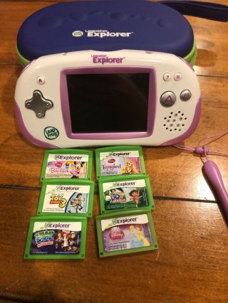 Leapfrog Leapster Gs Explorer System Handheld With Case And 6 Games Purple