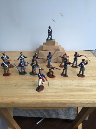 Plastic Toy Soldiers (14) Cts 1/32 Us Infantry War Of 1812 Painted