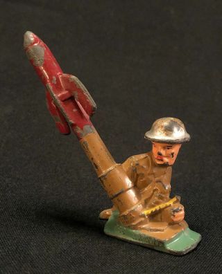 Vintage Manoil Lead Soldier Rocket Launcher Wwi Era,  3 " Shows Wear