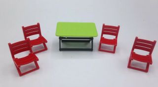Playmobil Green Folding Table W Red Chairs Campground Zoo Park House Safari