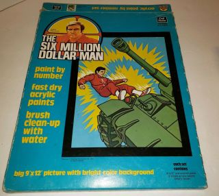 6 Six Million Dollar Man 1975 Paint By Numbers Set Tank Attack Craft Master