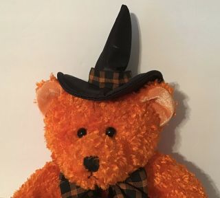 Russ Berrie Halloween plush Orange Teddy Bear witch hat Hocus 12 