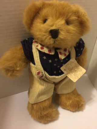 11 " Russ Franklin Teddy Bear From The Past Overalls Stars Patriotic Plush