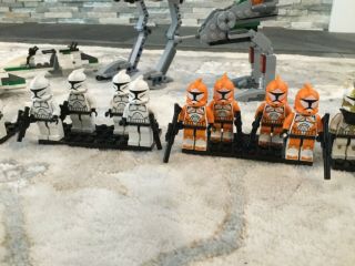 LEGO Star Wars clone troopers.  AT - ST.  AFR trooper.  Bomb squad trooper 8014 7913 2