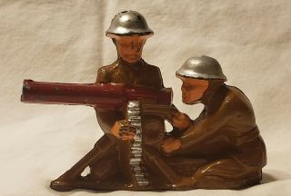 Barclay Manoil Toy Soldier Lead 81 Machine Gunner And Helper Old