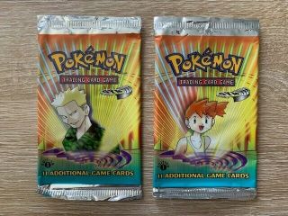 2 Empty Pokemon 1st Edition Gym Heroes Booster Packs Surge Misty - No Cards