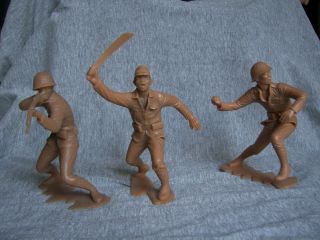 Set Of 3 1963 Marx Toy Plastic Japanese Ww Ii Army Soldier Figures