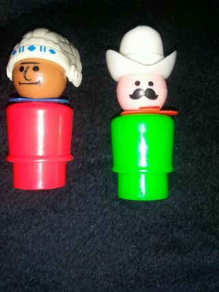 Vintage Fisher - Price Little People Indian And Cowboy