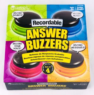 Learning Resources Answer Buzzers,  Set Of 4 Assorted Colored Buzzers,  Ages 3,