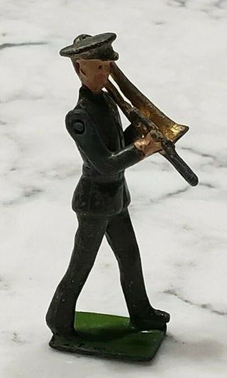 Vintage Britains Pre War Lead Toy Royal Soldier W Trombone Moving Arms