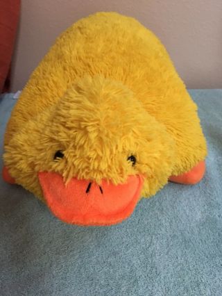Plush Pillow Pet Duck Large 20”x20” Exc Cond Yellow & Orange