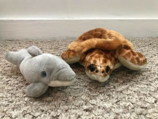Sea Turtle Dolphin Plush Realistic Sea World Theme Park Stuffed Animal 9 Inch
