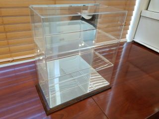 3 Car Tiered Acrylic Flat 1:18 Display Case With Wood Base And Mirrored Back
