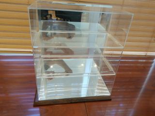 3 Car Tiered Acrylic Flat 1:18 Display Case with Wood Base and Mirrored Back 2