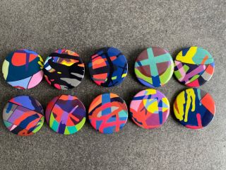Kaws Tension Badge - Ngv Exclusive (full Set Of 10 Badges - Hard To Find)