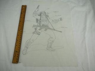 Gi Joe Prototype Figure Concept Hand Drawn Pencil Sniper Vintage Rare 1982