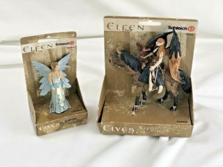 2 Schleich Elfen Figures 70403 Eyela & 70406 Surah W/ Horse In Package