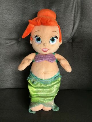 Disney Babies Little Mermaid Ariel Plush Doll 13 " With Mermaid Tail And Shells