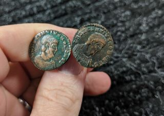 Ancient Roman Emperor Constantine The Great Bronze Coin Cuff Links - Stems