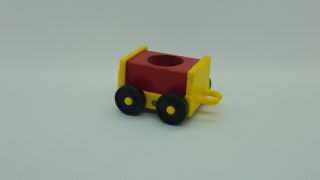 Vintage Fisher Price Little People Red Car Yellow Base For Amusement Park Train