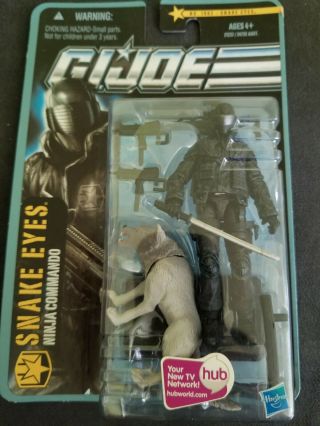 2010 Gi Joe Snake Eyes Desert Battle Figure W/ Timber Wolf 1002 Hasbro Ex,